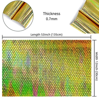 Шестиугольная печать голографическое зеркало искусственная искусственная кожа синтетический лазерный кожаный рулон ткани для самостоятельного изготовления серег 30x135cm 2