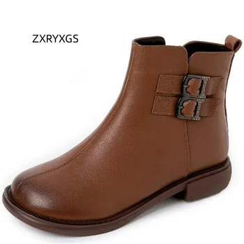 ZXRYXGS Ботинки Martin из натуральной кожи в британском стиле, женская обувь, ботинки 23, осенне-зимние мотоциклетные ботинки, хлопчатобумажные ботинки большого размера 1
