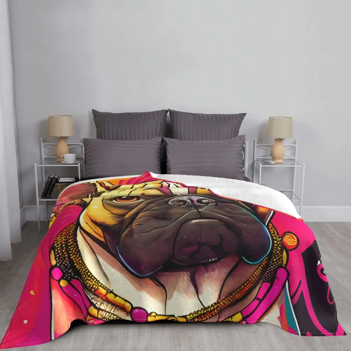 Одеяло для щенков французского бульдога French Rasta, флисовое, демисезонное, дышащее, легкое, покрывало для постельных принадлежностей, покрывало для кровати Изображение 4