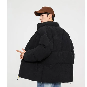 Пальто мужская осенне-зимняя модная свободная повседневная куртка из хлопка с добавлением бархата и утолщенной теплой хлопковой куртки из кордюрой 2