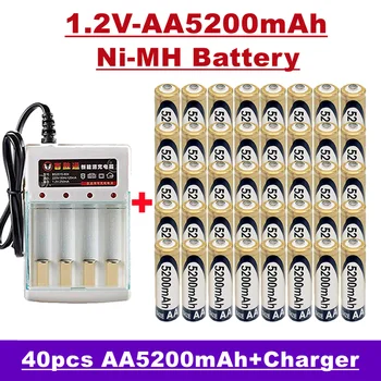 AA batterie rechargeable Nimh, 1,2V 5200mah, pour télécommande, réveil, MP3, etc., à vendre avec chargeur 1