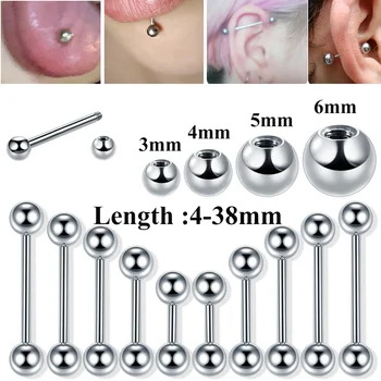 G23 Титановое кольцо для пирсинга языка с внешней резьбой Промышленная штанга для сосков, спираль для пирсинга козелка уха, украшения для тела 1