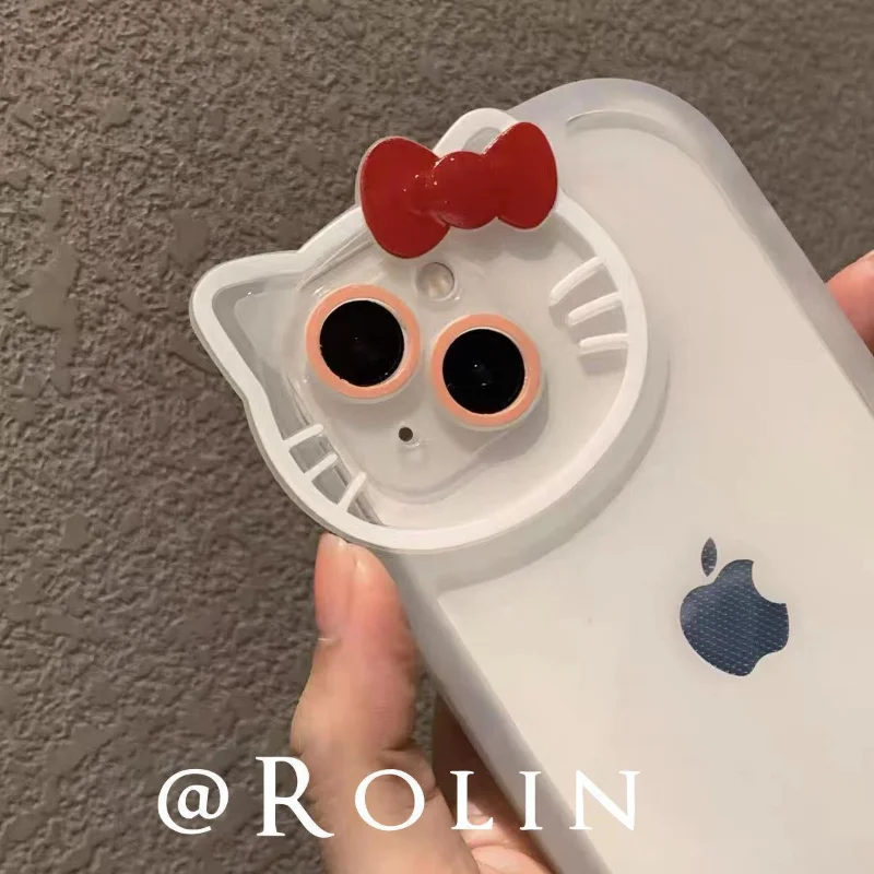 Sanrio Hello Kitty Прозрачный Чехол Для Телефона iPhone 14 13 12 11 Pro Max X XR XS 7 8 Plus Силиконовый Бампер Прозрачная Мягкая Задняя Крышка Изображение 2