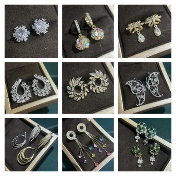 Популярные роскошные серьги с бриллиантами в натуральную величину в женственном стиле и модной корейской версии, персонализированные серьги с цирконами в виде листьев 1