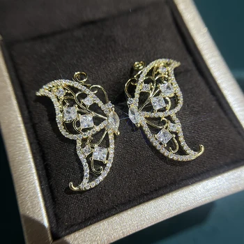 Популярные роскошные серьги с бриллиантами в натуральную величину в женственном стиле и модной корейской версии, персонализированные серьги с цирконами в виде листьев 2
