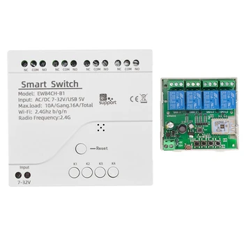 Ewelink Smart Wifi Bluetooth Переключатель Релейный Модуль 7-32 В Вкл Выкл Контроллер 4CH 2,4 Г Wifi Пульт Дистанционного Управления Для Alexa Google Аксессуары Для Дома