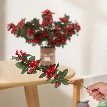 Украшение из искусственных рождественских ягод, прочные искусственные ягодные стебли для дома, офиса, свадьбы, вечеринки, зимнего праздника. 2