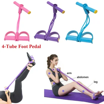 Springcmy Multifunktions-Beintrainer Sit-Up-Fitness-Seil elastisches Sit-Up-Pull-Seil mit Fußpedal Bauchtrainer 2
