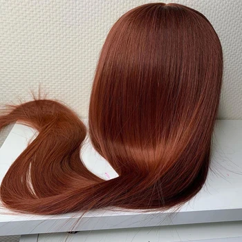 Мягкий Оранжево-коричневый парик с шелковистыми прямыми волосами длиной 26 дюймов для женщин, натуральная линия роста волос С волосами афро-младенца, бесклеевой ПАРИК 2