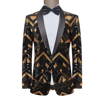 Пиджак с блестками, костюм для выступлений, элегантная мужская куртка для фотосъемки в ночном клубе, фестивальный костюм для взрослых для мужчин