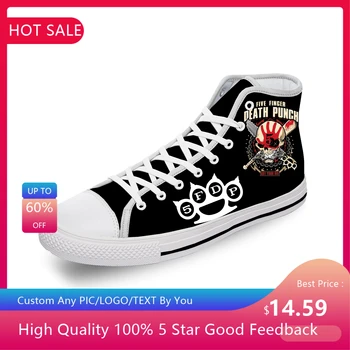 Кроссовки с высоким берцем Five Finger Death Punch, мужская Женская повседневная обувь для подростков, белая парусиновая обувь для косплея, Дышащая Легкая обувь 1