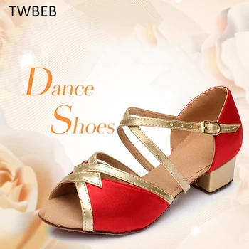 Туфли для латиноамериканских танцев, женские туфли для танцев, танго, сальса, джаз, профессиональная обувь для бальных танцев, атлас, черный, синий 1