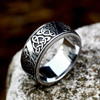 Классическое кольцо с Кельтским узлом Для мужчин и женщин, Винтажные Кольца Викингов в простом стиле из нержавеющей стали, Модные Украшения, Подарки Оптом 1