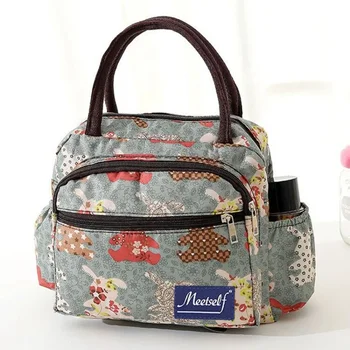 Женская холщовая сумка-тоут на молнии, сумка для подгузников, детские сумки для мамы, сумка для ланча, цветочная пляжная сумка для пикника с несколькими карманами 2
