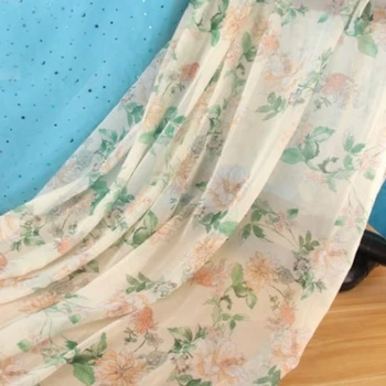 Шифоновые ткани для шитья одежды из мягкого полиэстера с цветочным принтом, 1 ярд, Шарфы, Весенний дизайн одежды 1