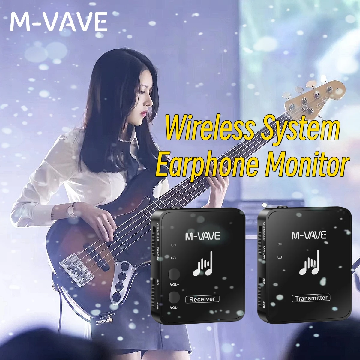 M-vave WP-10 Беспроводная система 2.4G, наушники, монитор, система передачи, перезаряжаемый передатчик, приемник, функция монофонической записи Изображение 5