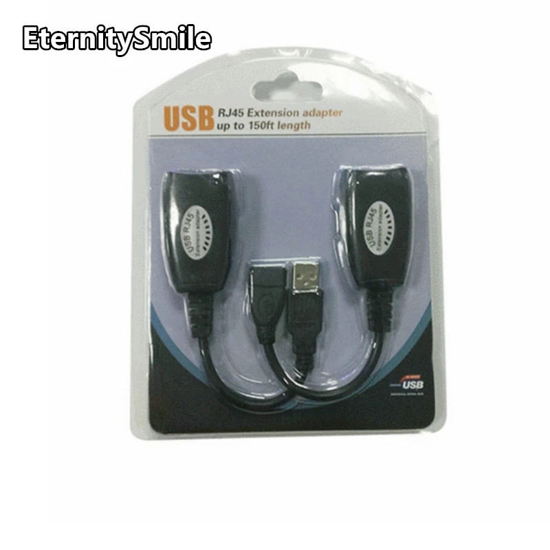 Удлинитель USB к RJ45 для мужчин/женщин, удлинитель USB 2.0, сетевой удлинитель Ethernet, адаптер для патч-корда Cat5/RJ45/Cat6 длиной до 150 футов Изображение 3