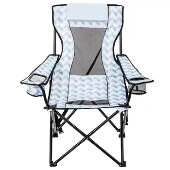 Раскладное кресло для отдыха, отдельная подставка для ног, бело-голубой дизайн, мягкий подголовник, для взрослых, 10,56 фунтов 2