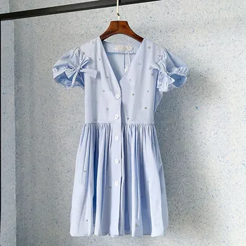Распродажа Платья для женщин 2023 весна-лето, однотонное платье с коротким рукавом, белое платье, женская одежда, уличная одежда, вечерние платья с вышивкой ~ Ручки для рисования | Car-doctor36.ru 11