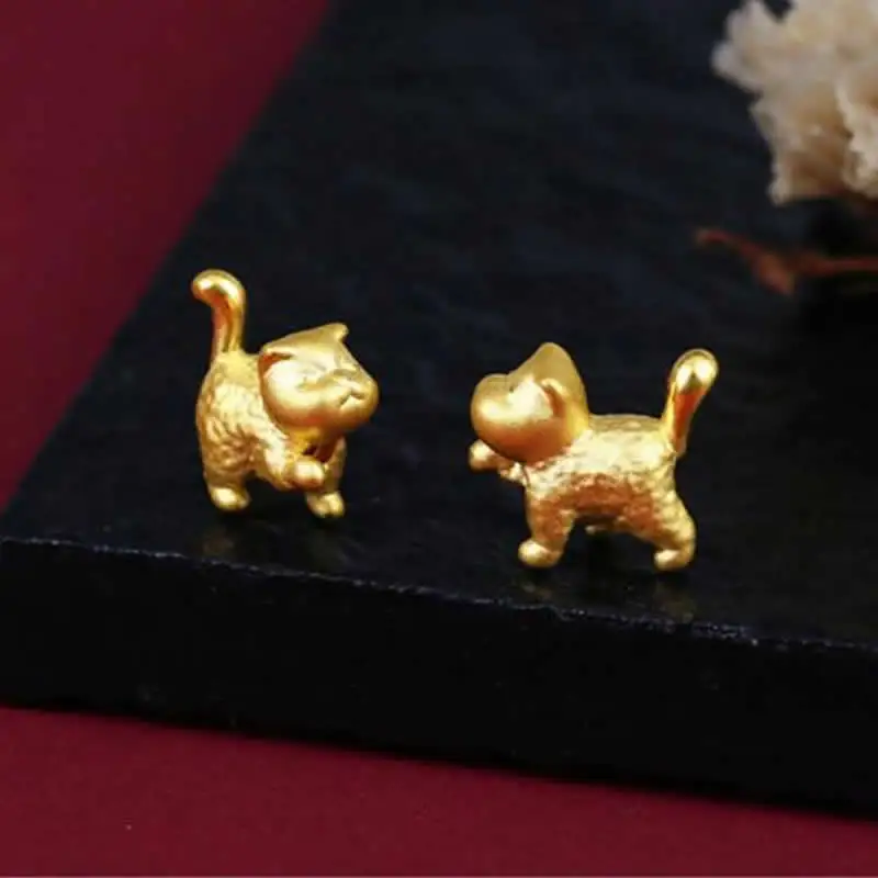 Браслет из чистого желтого золота 24 К, женский браслет-кошка из золота 999 пробы Изображение 2