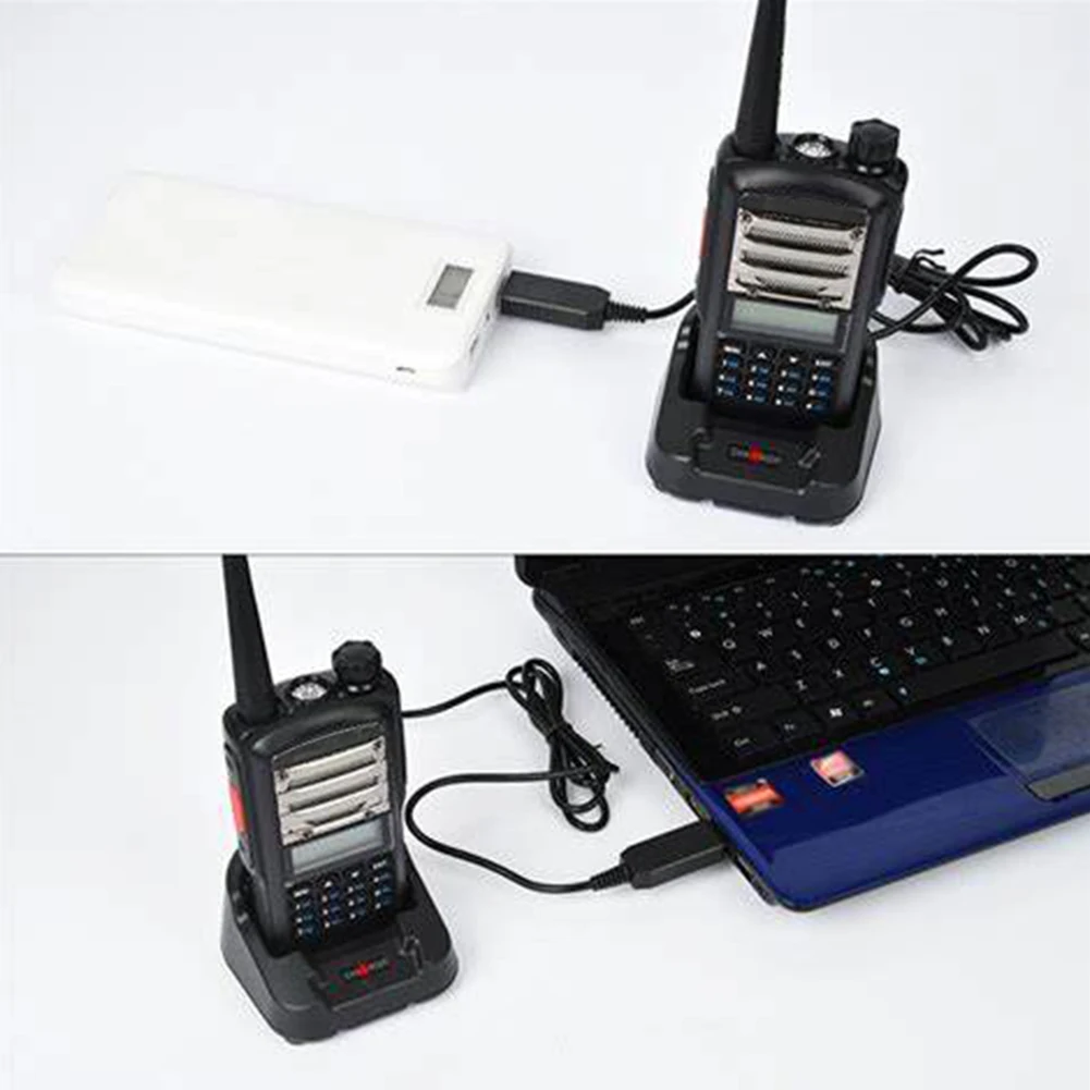 2шт USB зарядное устройство Черный адаптер Аксессуары для радио Кабель для зарядки Вход для подключения линии портативной рации Гибкая основа для Baofeng Изображение 2