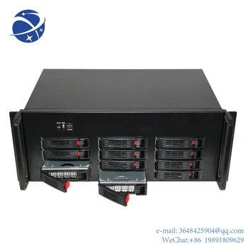 Серверный корпус с горячей заменой YYHC 4U 12bay с вентилятором, система Barebone с материнской платой, SSD-памятью и блоком питания 1