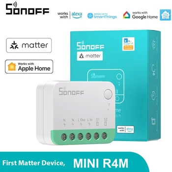 SONOFF MINIR4M Wifi Smart Switch, Совместимый с Matter, Отсоединяет модернизированное реле Smart Controller Универсальный выключатель с Alexa Google 1