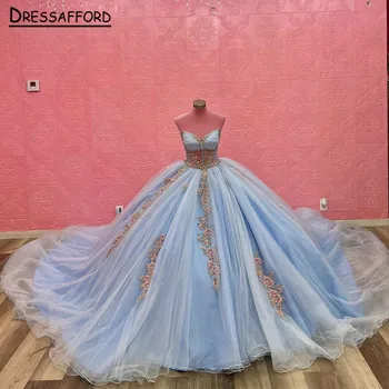 Милое пышное платье принцессы 2023 г. Аппликации Бусины Кристалл Платье на день рождения Sweet 16 Vestidos De 15 Años Корсет 1