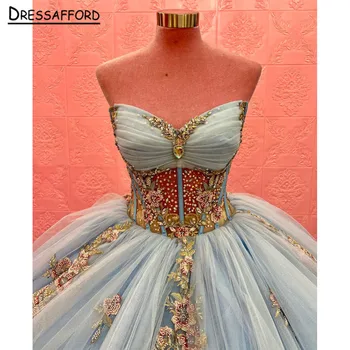 Милое пышное платье принцессы 2023 г. Аппликации Бусины Кристалл Платье на день рождения Sweet 16 Vestidos De 15 Años Корсет 2