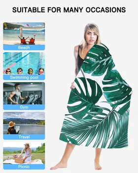 Зеленые тропические растения в джунглях, пальмовые листья, Пляжные полотенца, Негабаритное Впитывающее Песок Пляжное одеяло для путешествий, Легкое полотенце 2