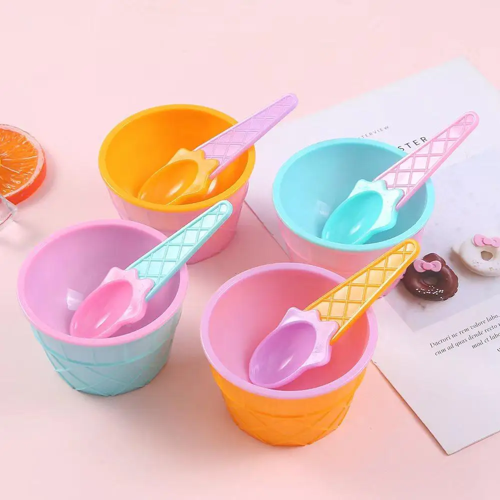 Новая цветная ложка для мороженого, миска для мороженого, миска для ложек, набор посуды, креативная детская ложка из мультфильма Изображение 1