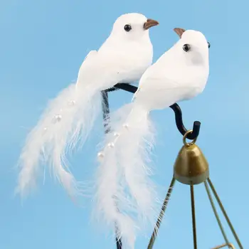 2 шт. Хороших скульптур птиц, привлекательных садовых статуй белого цвета, искусственных белых голубей, свадебных рождественских украшений 2