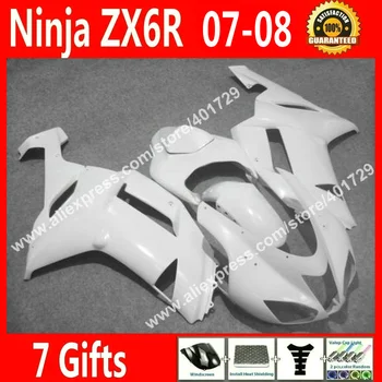 Обтекатели из АБС-пластика для Kawasaki ZX6R bodywork Ninja 636 07 08 белые комплекты обтекателей для кузова 7 подарочных FK67 1