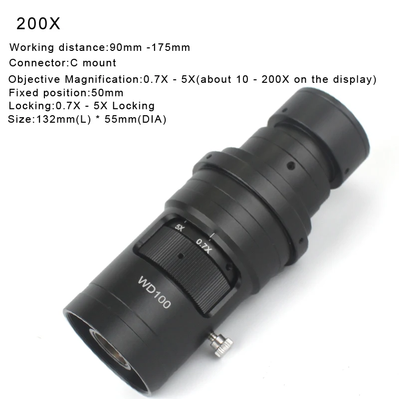 48-мегапиксельная камера промышленного видеомикроскопа 4K 1080P HDMI USB с 200-кратным зумом, объектив C байонетом, датчик SONY для ремонта телефонов, инструменты для пайки. Изображение 1