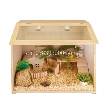 Специальная кровать для домашних животных Хомячок из цельного дерева Рутин Коробка для кормления цыплят Клетка Коробка для разведения культур