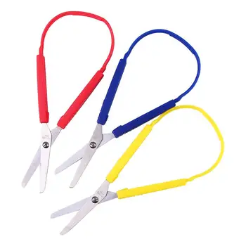 Ножницы с петлей, разноцветная ручка с петлей, самооткрывающиеся ножницы, адаптивные ножницы для резки для детей и взрослых, 8 дюймов 1