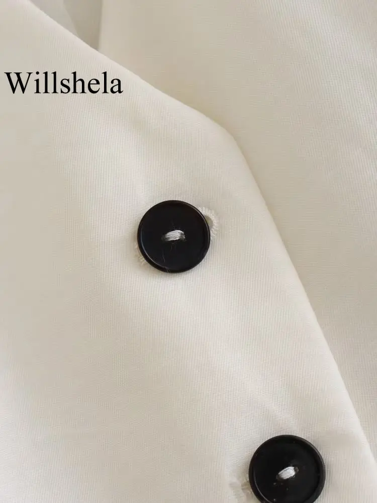 Willshela, женский модный бежевый однобортный жилет, винтажный женский шикарный топ без рукавов с V-образным вырезом Изображение 2