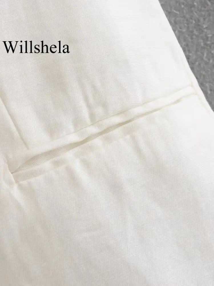 Willshela, женский модный бежевый однобортный жилет, винтажный женский шикарный топ без рукавов с V-образным вырезом Изображение 3