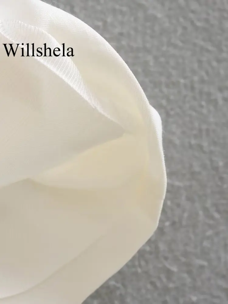 Willshela, женский модный бежевый однобортный жилет, винтажный женский шикарный топ без рукавов с V-образным вырезом Изображение 5