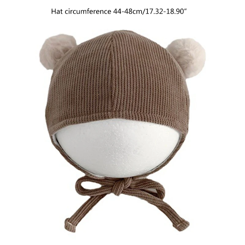 Весенне-осенняя детская шапочка-бини, уличная ветрозащитная однотонная вельветовая шапочка на шнуровке для девочек и мальчиков в возрасте от 6 месяцев до 1 года Изображение 5