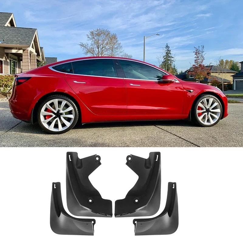 Брызговики Брызговики Для Tesla Модель 3 2016 2017 2018 2019 2020 2021 Спереди И Сзади Комплект из 4 предметов Изображение 1