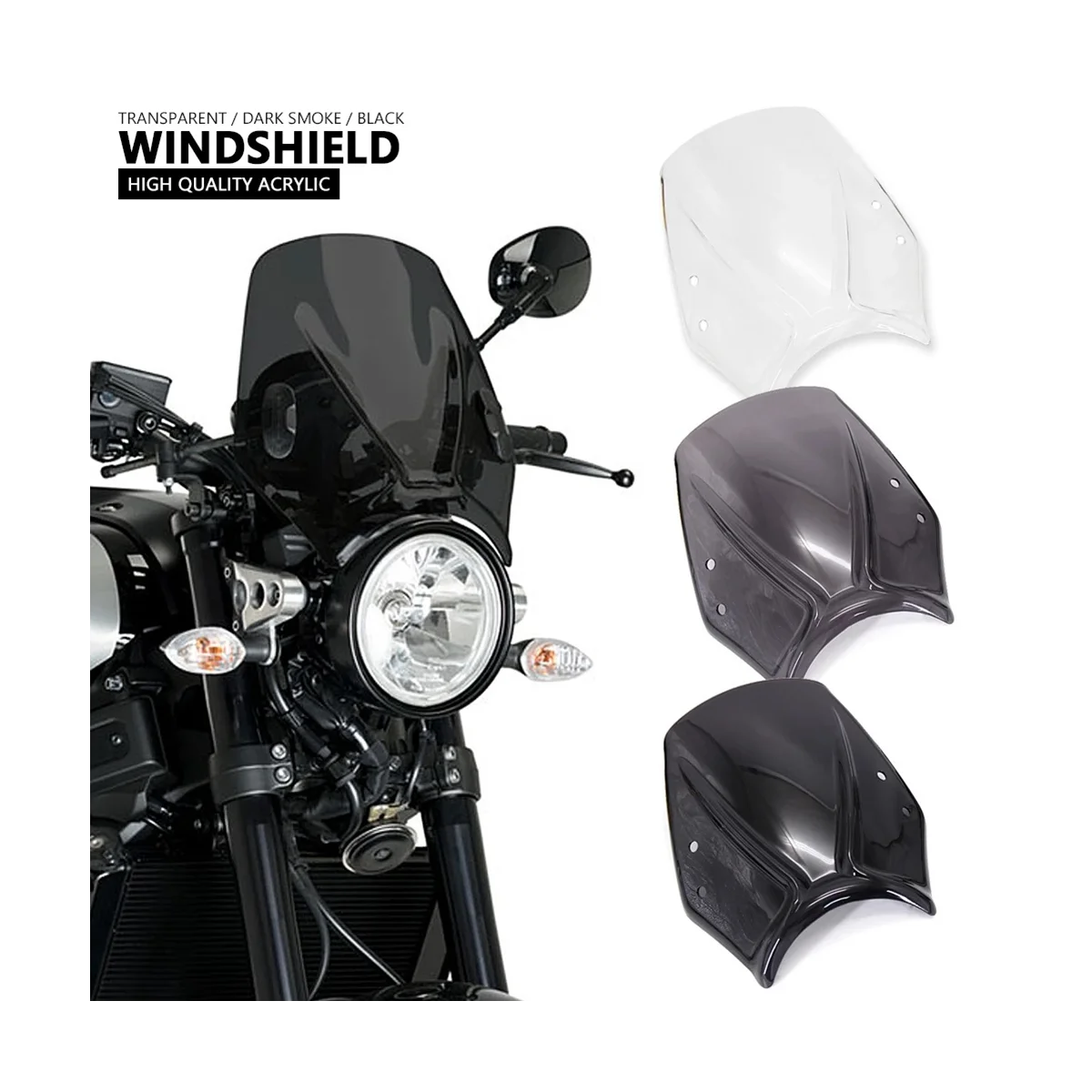 Дефлектор ветрового стекла мотоцикла с Кронштейном для YAMAHA XSR 900 XSR900 XSR700 Xsr700 2016-(Черный) Изображение 2