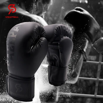 Боксерские Тренировочные перчатки из искусственной кожи, защитные Перчатки для рук, Дышащий прочный материал, Перчатки для соревнований по Муай Тай, Ударные рукавицы 8 10 12 14 1