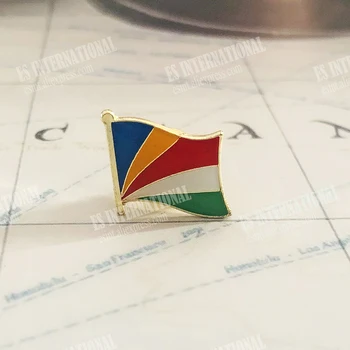 Нашивки с вышивкой Национального флага Сейшельских ОСТРОВОВ, значок-щит И булавка квадратной формы, один комплект На тканевую повязку, украшение рюкзака. 2