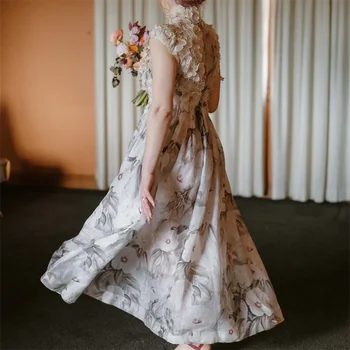 15860 # Pastrol С высоким воротом, 3D цветочным принтом, кружевное свадебное вечернее платье трапециевидной формы, красочное платье невесты для женщин, сшитое на заказ 2