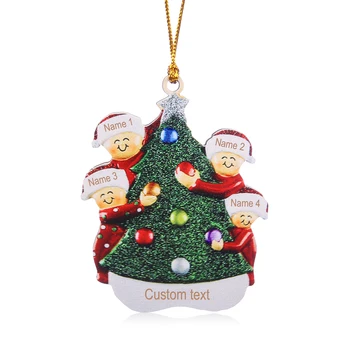Деревянная подвеска в виде Рождественской елки с выгравированным именем на заказ, Персонализированная семья из 3 4 5 6 Орнаментов, Праздничный декор, Рождественские подарки для семьи