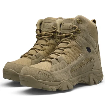 Зимние мужские военные ботинки, уличные кожаные походные ботинки, мужские армейские тактические боевые ботильоны армейского спецназа в пустыне, мужская рабочая обувь 1