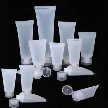 100шт Пустых прозрачных пластиковых матовых косметических Мягких тюбиков, бутылочек для шампуня, средства для чистки лица, контейнеров для образцов макияжа с откидными крышками 1