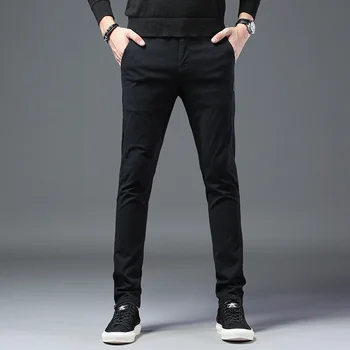 Мужской повседневный тренд 2024, Красивые узкие брюки, молодежная эластичная мода из чистого хлопка 1