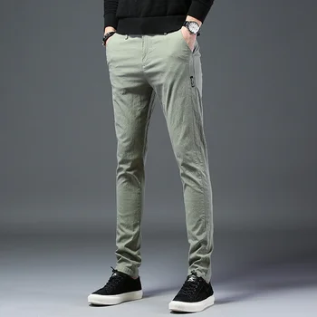 Мужской повседневный тренд 2024, Красивые узкие брюки, молодежная эластичная мода из чистого хлопка 2